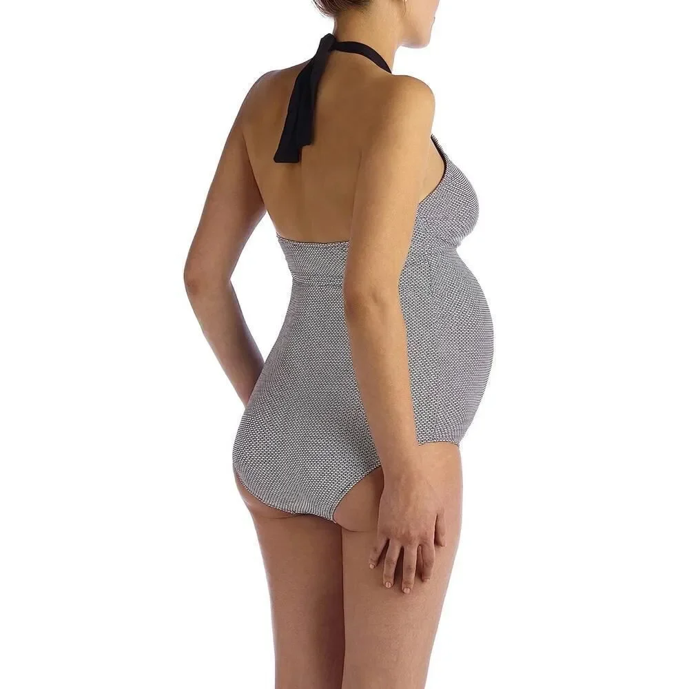PEZ D'OR Maternity Textured Black & White One Piece Swimsuit Women's XL NWT